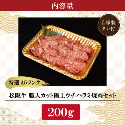 特選A5 松阪牛 職人カットの極上ウチハラミ 焼肉セット 200g 【金竹】 E0654