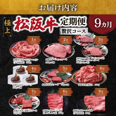 極上松阪牛 贅沢コース (定期便 9か月) 全9回 牛追道中 E1705-0