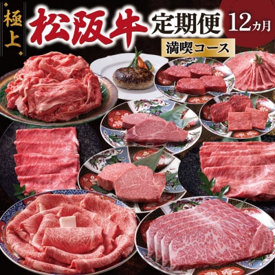 極上松阪牛 満喫コース (定期便 12か月) 全12回 牛追道中 E1706-0