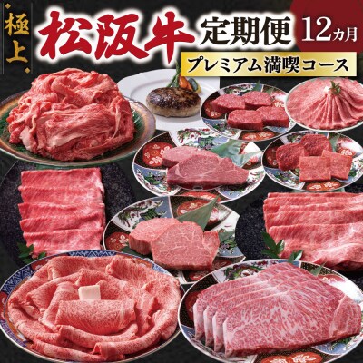 極上松阪牛 プレミアム満喫コース (定期便 12か月) 全12回 牛追道中 E1863-0