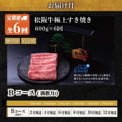 極上 松阪牛 すき焼き 600g【定期便6回】Bコース E2080-0
