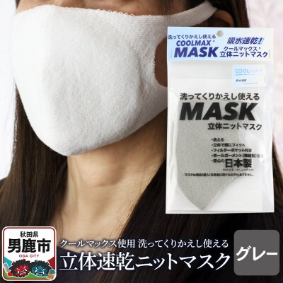 クールマックス使用の洗ってくりかえし使える立体速乾ニットマスク グレー|23_pln-050101c