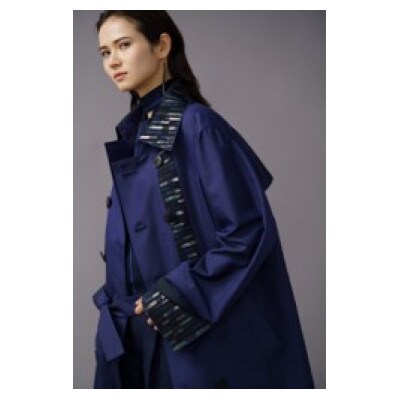 ロングコートダブル/レディス　牛首紬「勝」ランダムタテ絣降らし雨 /総螺鈿 小矢羽根