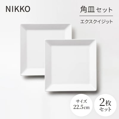 NIKKOの22.5cm角皿2枚セット「エクスクイジット」《ニッコー食器》(11700-FF11)