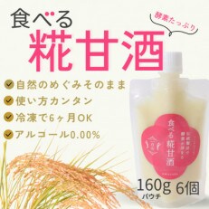 食べる糀甘酒 スパウトパウチ×6個 ★冷凍 ★酵素が活きた発酵食 ★6ヶ月保存OK ★すぐに使える。