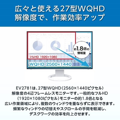 EIZO USB Type-C搭載27型液晶モニター FlexScan EV2781 ホワイト