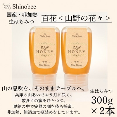 国産・非加熱 生はちみつ　2本セット 600g(300g×2本)　百花〈山野の花々〉AS19