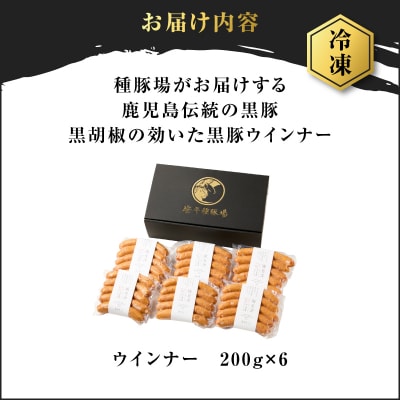 種豚場がお届けする鹿児島伝統の黒豚 黒胡椒の効いた黒豚ウインナー　K125-002