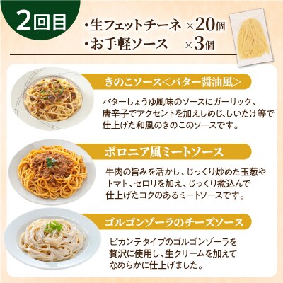 【3ヶ月定期便】生フェットチーネ20個　お手軽ソース3個付き　K036-T08