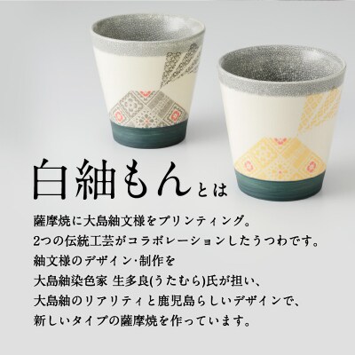 白紬もん桜島デザインカップL　2個セット　(3)金と黒セット　K140-009_03