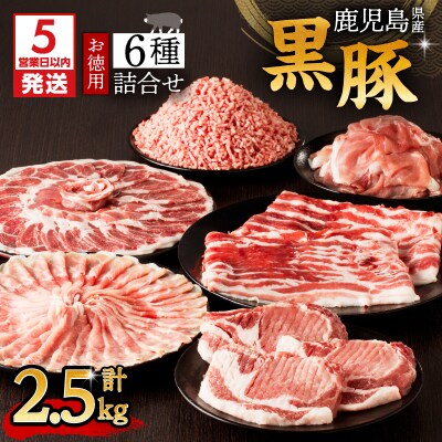 【5営業日以内に発送】鹿児島県産黒豚お徳用 6種詰合せ(2.5kg) K134-011
