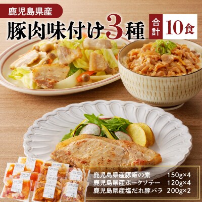 【ナンチクファクトリー】鹿児島県産豚肉味付け3種(10食)　K073-010_01