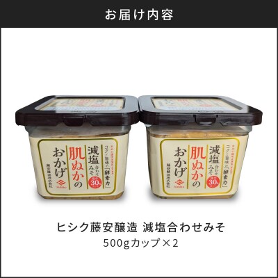 【5営業日以内に発送】ヒシク藤安醸造 減塩合わせみそ 500g カップ×2個　K026-017