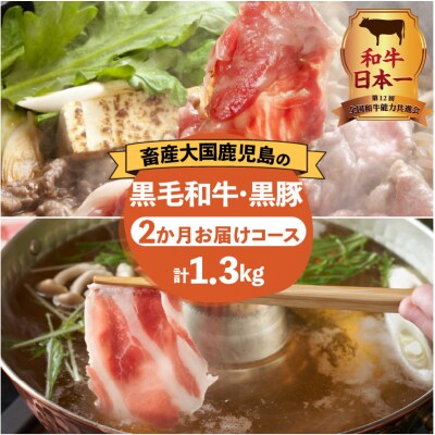 【岩元精肉店】鹿児島県産黒毛和牛・かごしま黒豚　味わい2か月お届けコース　K045-T03