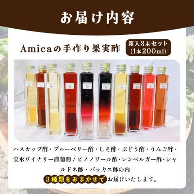 岩見沢市のレストランが仕込む“スッキリ円やか果実酢”  おまかせ3本セット箱入