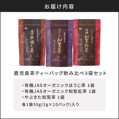 【5営業日以内に発送】鹿児島茶ティーバッグ飲み比べ3袋セット　K111-004