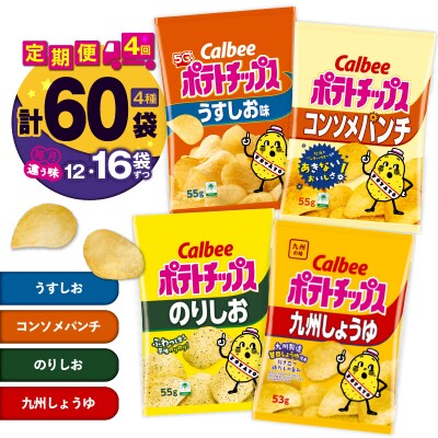 【4ヶ月定期便】カルビー ポテトチップス 食べ比べ4種　K194-T01