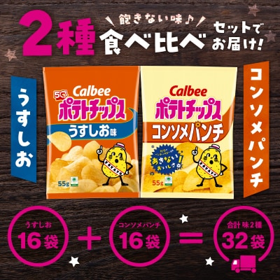 2種食べ比べ【うすしお×コンソメパンチ】計32袋　K194-002_09