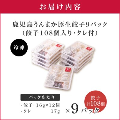 鹿児島うんまか豚生餃子9パック(餃子108個入り・タレ付)　K005-003_02