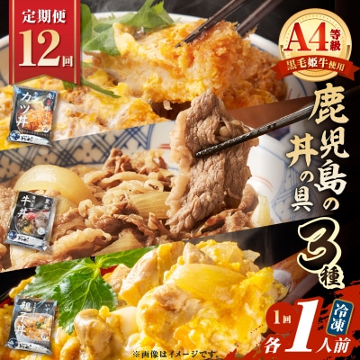 【全12回定期便】鹿児島の丼の具3種セット(1人前)　K258-T05_01c