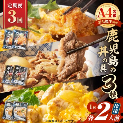 【全3回定期便】鹿児島の丼の具3種セット(2人前)　K258-T05_02a