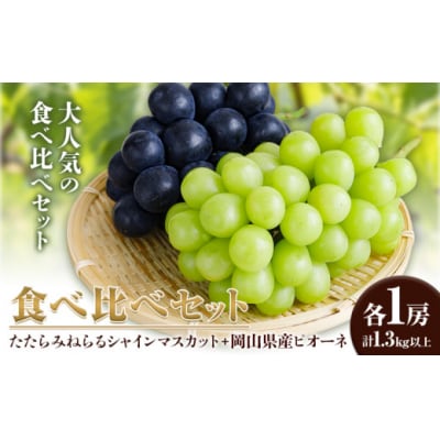 たたらみねらるシャインマスカット+岡山県産ピオーネ1.3kg以上各1房 (2026年産先行受付)