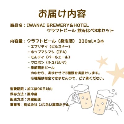 IWANAI BREWERY&HOTEL クラフトビール 飲み比べ3本セット F21H-473