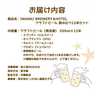 IWANAI BREWERY&HOTEL クラフトビール 飲み比べ12本セット F21H-503