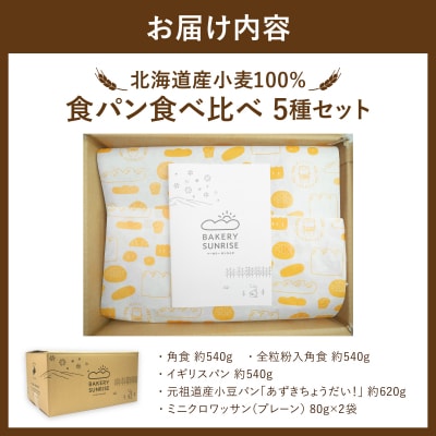 北海道産 小麦 100% 食パン食べ比べ 5種セット F21H-539