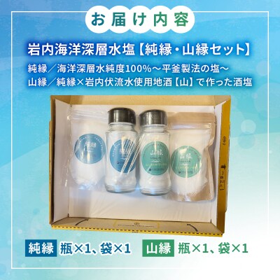 岩内海洋深層水塩【純縁・山縁セット】(純縁瓶×1・袋×1 ・山縁瓶×1・袋×1)035-a003