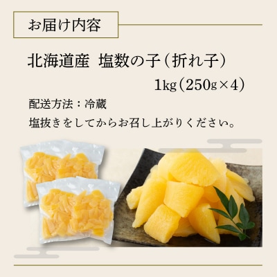 《一八興業水産》北海道産 塩数の子(折れ子)1kg(250g×4)