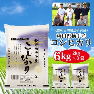 【令和6年産】〈愛和自然農法研究会〉横手産コシヒカリ6kg(2kg×3袋)