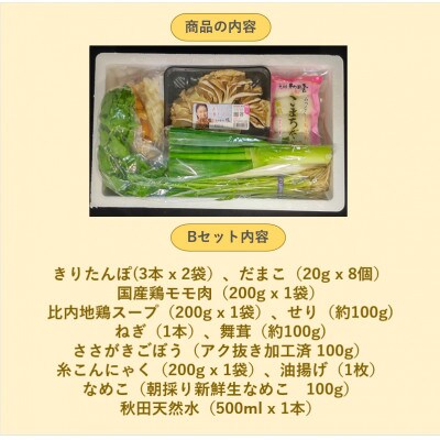 なめこ屋さんの朝採れ生なめこ入りきりたんぽ鍋Bセット3人前　買い足さずにすぐ食べれる 豪華12点