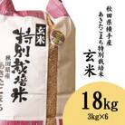米どころ秋田県横手産のあきたこまち 特別栽培米 玄米 18kg (3kg×6袋)