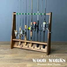 WOOD WORKS ロッドスタンド10本掛け 本体カラー:ブラウン/フェルトカラー:グリーン