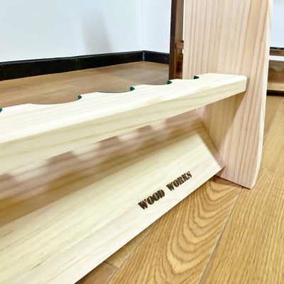 WOOD WORKS ロッドスタンド10本掛け　本体カラー:ナチュラル/フェルトカラー:グリーン