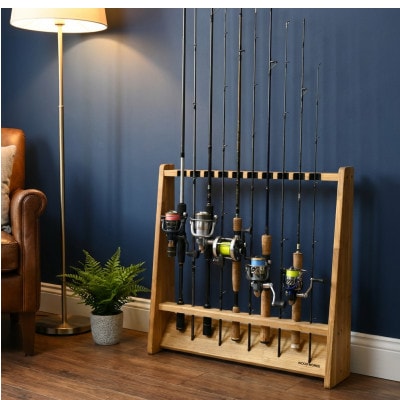 WOOD WORKS ロッドスタンド10本掛け　本体カラー:ライトブラウン/フェルトカラー:ブラック