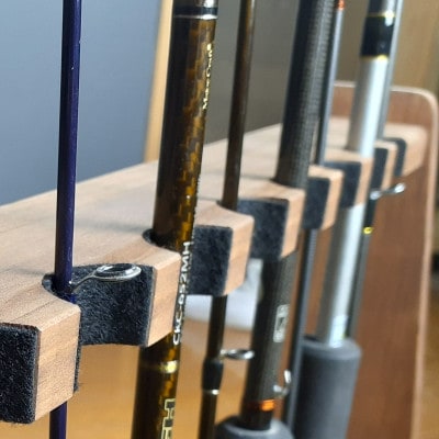 WOOD WORKS ロッドスタンド10本掛け　本体カラー:ライトブラウン/フェルトカラー:ブラック