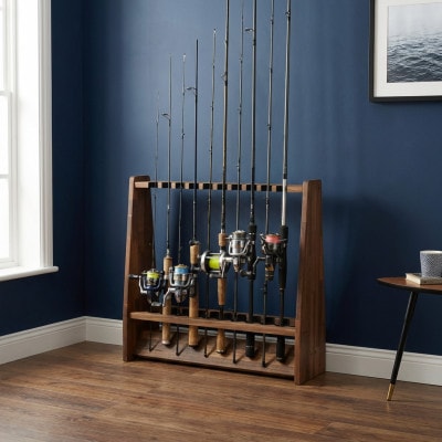 WOOD WORKS ロッドスタンド19本掛け 本体カラー:ブラウン/フェルトカラー:ブラック