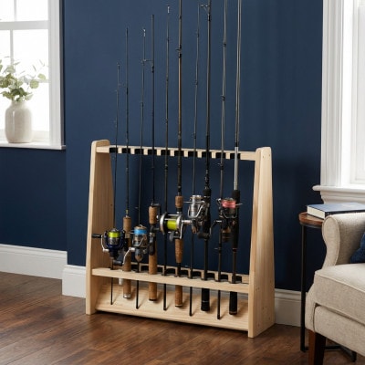 WOOD WORKS ロッドスタンド19本掛け 本体カラー:ナチュラル/フェルトカラー:ブラック