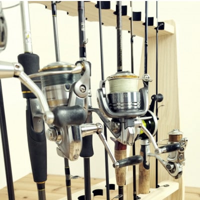 WOOD WORKS ロッドスタンド19本掛け 本体カラー:ナチュラル/フェルトカラー:ブラック