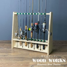 WOOD WORKS ロッドスタンド19本掛け 本体カラー:ナチュラル/フェルトカラー:グリーン