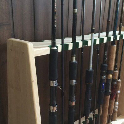 WOOD WORKS ロッドスタンド19本掛け 本体カラー:ナチュラル/フェルトカラー:グリーン