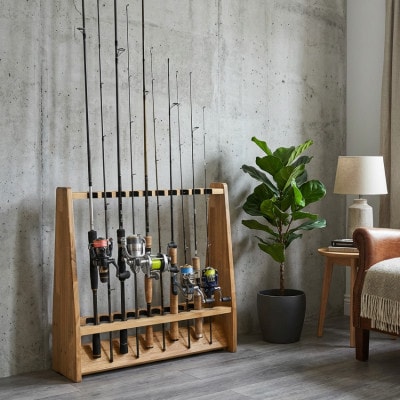 WOOD WORKS ロッドスタンド19本掛け 本体カラー:ライトブラウン/フェルトカラー:ブラック