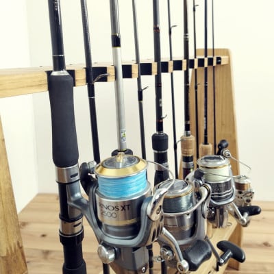 WOOD WORKS ロッドスタンド19本掛け 本体カラー:ライトブラウン/フェルトカラー:ブラック