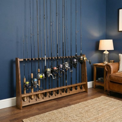 WOOD WORKS ロッドスタンド20本掛け 本体カラー:ブラウン/フェルトカラー:ブラック