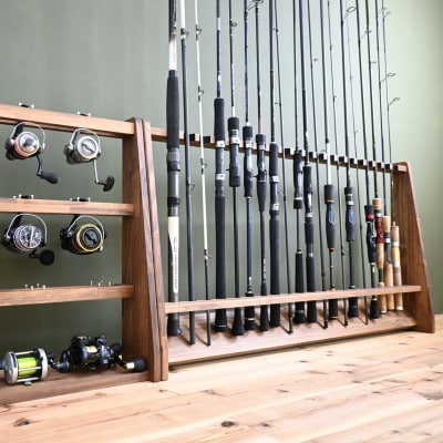 WOOD WORKS ロッドスタンド20本掛け 本体カラー:ブラウン/フェルトカラー:ブラック