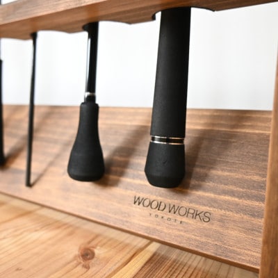WOOD WORKS ロッドスタンド20本掛け 本体カラー:ブラウン/フェルトカラー:ブラック
