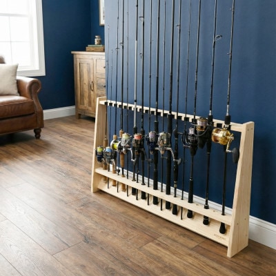 WOOD WORKS ロッドスタンド20本掛け 本体カラー:ナチュラル/フェルトカラー:ブラック