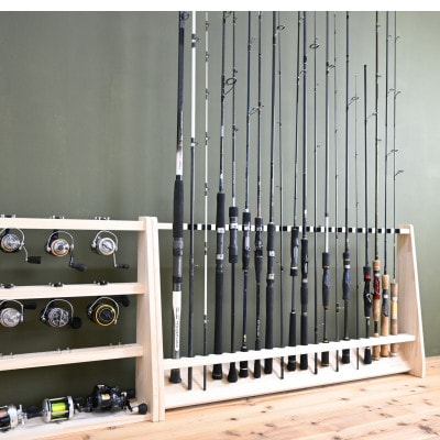 WOOD WORKS ロッドスタンド20本掛け 本体カラー:ナチュラル/フェルトカラー:ブラック